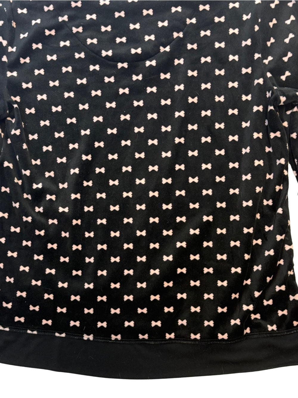 Kate Spade New York Bow Print Plush Pullover Sweater Black Pink Size Small - Picture 5 of 8